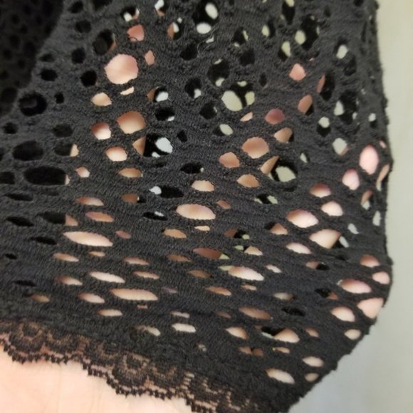 Aqua 3/4 sleeve lace black dress women's size Small (284) - Picture 8 of 9